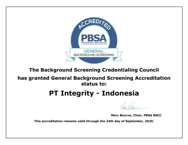 PBSA-Accredited Screening Partner in Southeast Asia