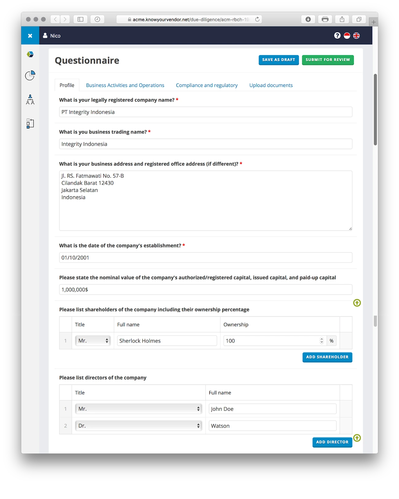 Onboarding Vendor